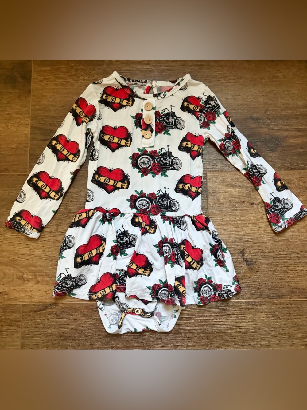 Bums & Roses dress Romper motorcycle heart Print